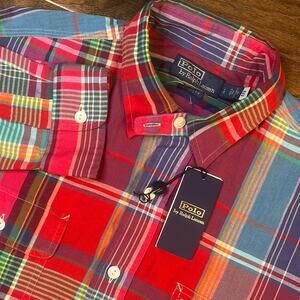 Polo Ralph Lauren Classic Fit Madras Workshirt Men’s Large Plaid New $168